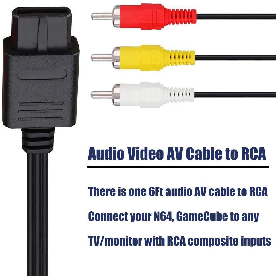 for Nintendo SNES | GameCube | N64 - RCA AV TV Audio Video Cable Lead | FPC